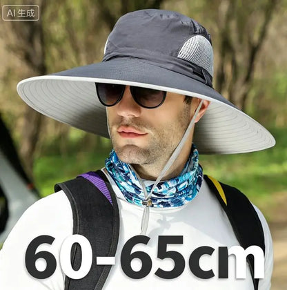 Large Shawl Sunscreen Neck Protection Big Brim Sun Hat Outdoor Leisure Mountaineering Fishing Cap Men Waterproof Fisherman Hats