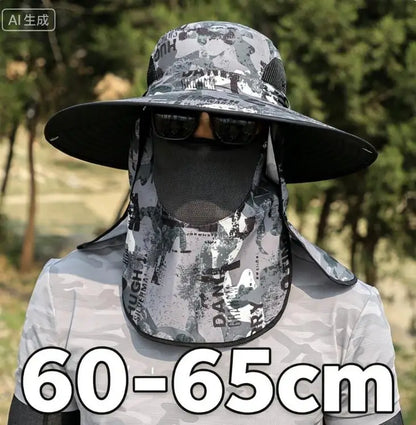 Large Shawl Sunscreen Neck Protection Big Brim Sun Hat Outdoor Leisure Mountaineering Fishing Cap Men Waterproof Fisherman Hats