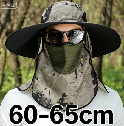 Large Shawl Sunscreen Neck Protection Big Brim Sun Hat Outdoor Leisure Mountaineering Fishing Cap Men Waterproof Fisherman Hats