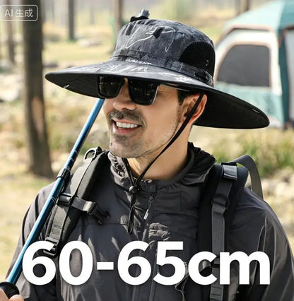 Large Shawl Sunscreen Neck Protection Big Brim Sun Hat Outdoor Leisure Mountaineering Fishing Cap Men Waterproof Fisherman Hats