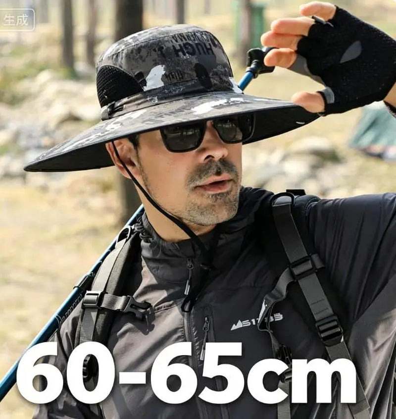 Large Shawl Sunscreen Neck Protection Big Brim Sun Hat Outdoor Leisure Mountaineering Fishing Cap Men Waterproof Fisherman Hats