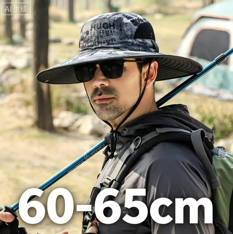 Large Shawl Sunscreen Neck Protection Big Brim Sun Hat Outdoor Leisure Mountaineering Fishing Cap Men Waterproof Fisherman Hats