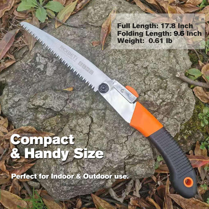 Folding Saw, Compact Design 8 Inch Blade Hand Saw for Wood Camping, Dry Wood Pruning Saw with Hard Teeth, Quality SK-5 Steel