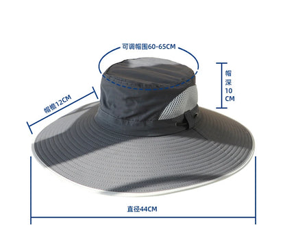 Large Shawl Sunscreen Neck Protection Big Brim Sun Hat Outdoor Leisure Mountaineering Fishing Cap Men Waterproof Fisherman Hats