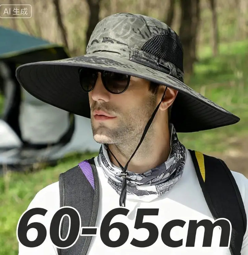 Large Shawl Sunscreen Neck Protection Big Brim Sun Hat Outdoor Leisure Mountaineering Fishing Cap Men Waterproof Fisherman Hats
