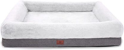 Orthopedic Dog Bed for Extra Large Dogs, Bolster Sides Dogs Sofa Bed with Removable Washable Cover & Non-Skid Bottom, Soft Pet Bed with Egg Foam Dog Couch for Sleeping, 46 X 30 Inch, Gray